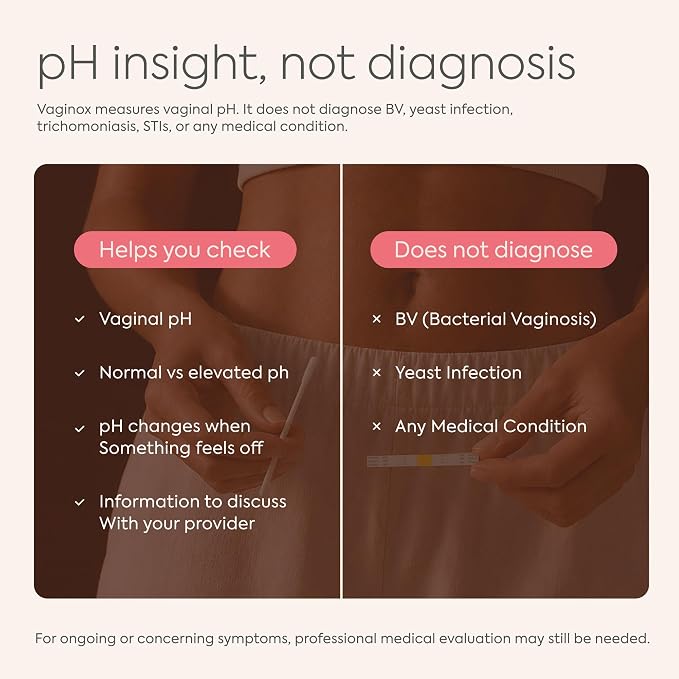 Vaginal pH Test Kit for Women - At Home BV & Yeast Infection Kit - 3 Tests | Individually Wrapped