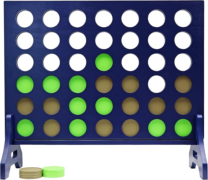Tailgating Pros Premium Navy Giant Four in a Row with Carrying Case - Jumbo Oversized Outdoor Yard Game - Connect Multiple Pucks in a Row to Win - Many Puck Colors Available!