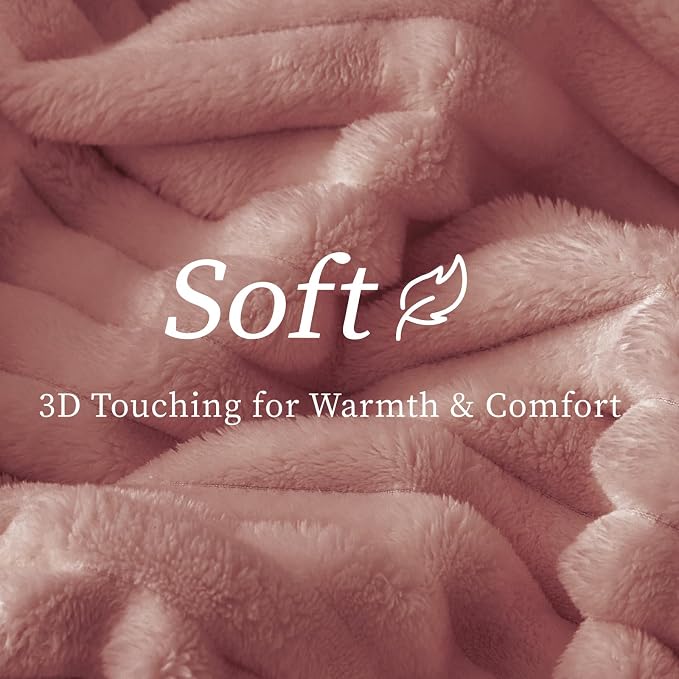 BEDELITE Striped Fleece Throw Blanket, Dusty Pink, 50"x60" | 300GSM Microfiber Fleece, Soft Cozy, Lightweight Warm, Double-Sided Plush, Machine Washable, Gift, Room Decor, for Couch Sofa