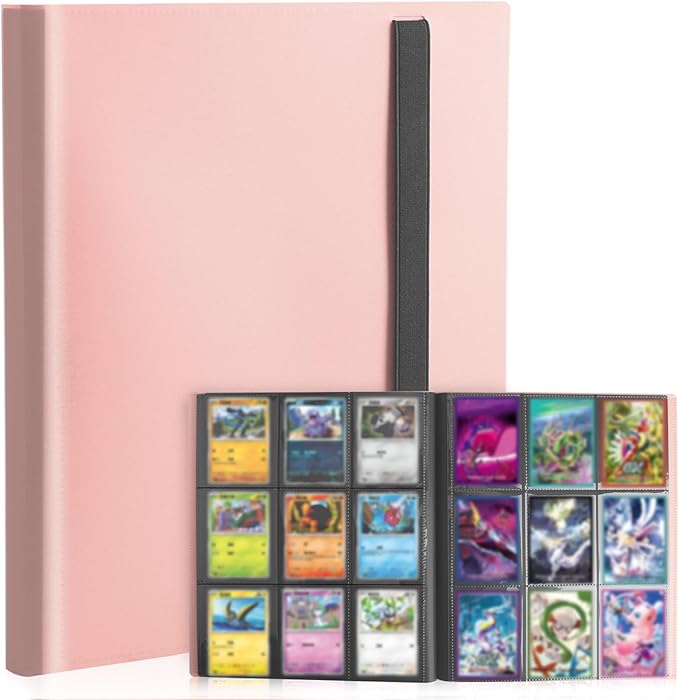 Card Binder 9-Pockets, Trading Card Binder, 20 Pages, 360 Card Capacity Collection Binder, Card Folder for MTG, TCG, Game Cards & Sports Cards(Pink)