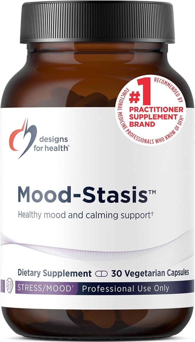 Designs for Health Mood-Stasis - Fast-Acting Ingredients for Stress & Calm Mood Support with Vitamin B12, Methylated Folate, and Saffron + Sceletium Botanicals - Gluten Free, Vegan (30 Capsules)