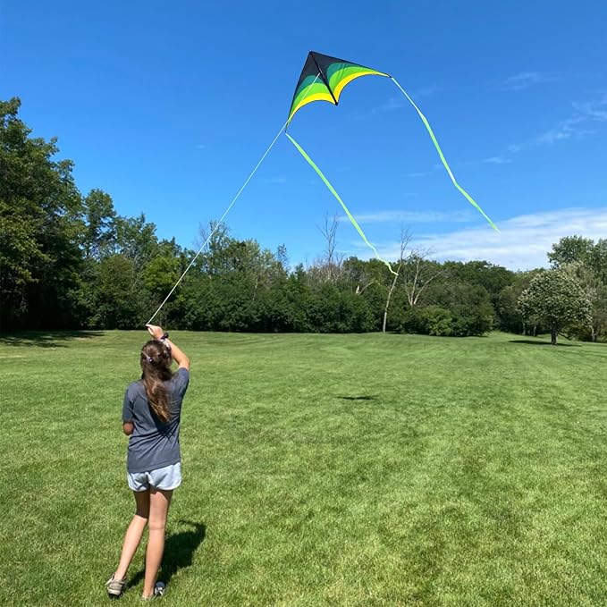 Mint's Colorful Life Delta Kite for Kids & Adults, Extremely Easy to Fly Kite for Beach Trip, Best Kites for Beginners, 300ft String Handle Included