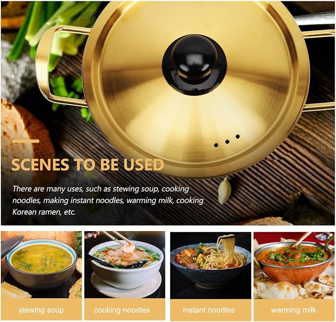ERINGOGO Korean Noodle Pot Stainless Steel Instant Ramen Maker Easy Clean Family Size