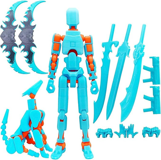 T13 8 inches Large Action Figure Glow in The Dark Blue (Assembly Completed) Dummy 13 Titan 13 Poseable Collectible Highly Detailed Sculpting & Accessories for Display and Play (Blue Orange)