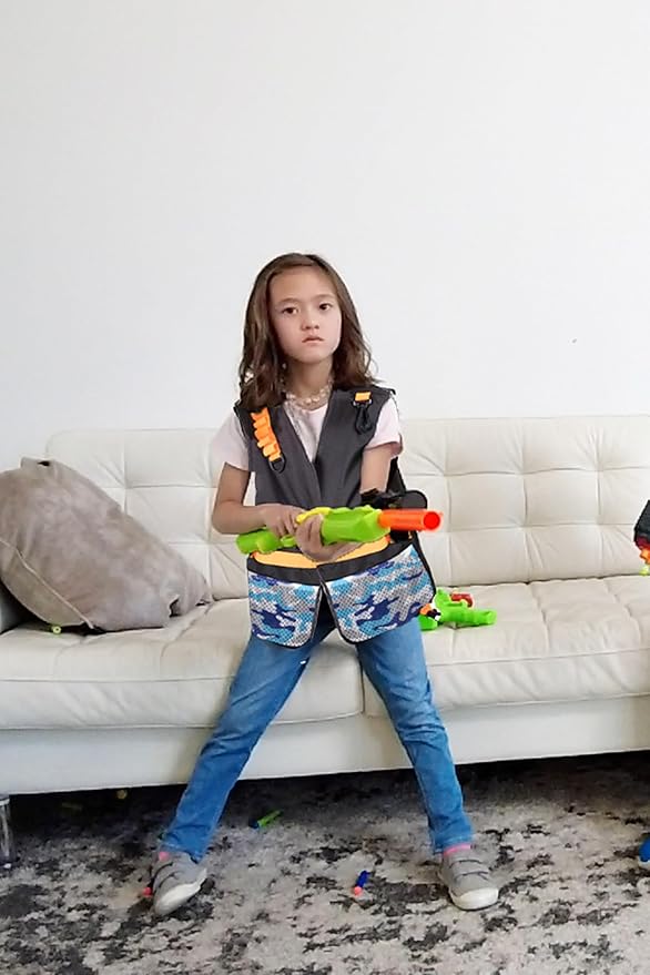 Little Adventures 10 Count Set of Child Blue Camo Tactical Vest Pretend Play and Party Pack for Ages 3-8