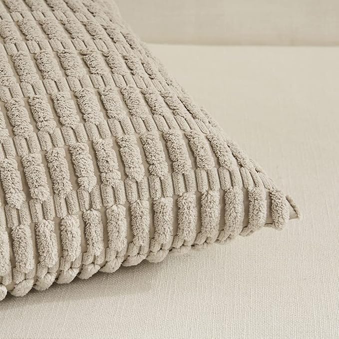 Fancy Homi 4 Packs Decorative Throw Pillow Covers for Living Room Couch Bed, Modern Farmhouse Boho Home Décor Accent Cushion Case, 20" x 12", Taupe