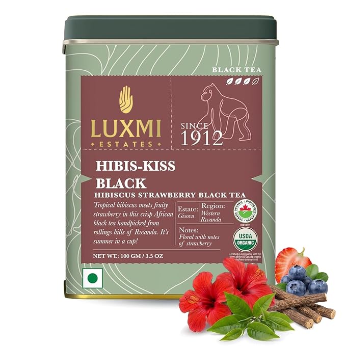 Luxmi Estates - Hibiscus Black Tea, 100gm (3.48 Oz) loose Tea pack