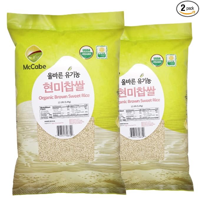 McCabe Organic Brown Sweet Rice - Rich in Fibers and Minerals | USDA and CCOF Certified | Product of USA | 12 Lbs Pack of 2