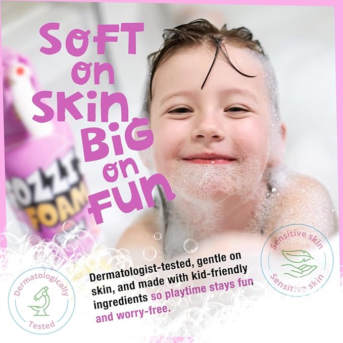 FOZZI'S Brilliant Blue Bath Foam Soap for Kids (3 Pack) - Fun Aerosol Spray - Fluffy Bubble Soap for Playtime - Gentle Cleanser Foaming Body Wash - Safe Bath Fun for Everyday Wash