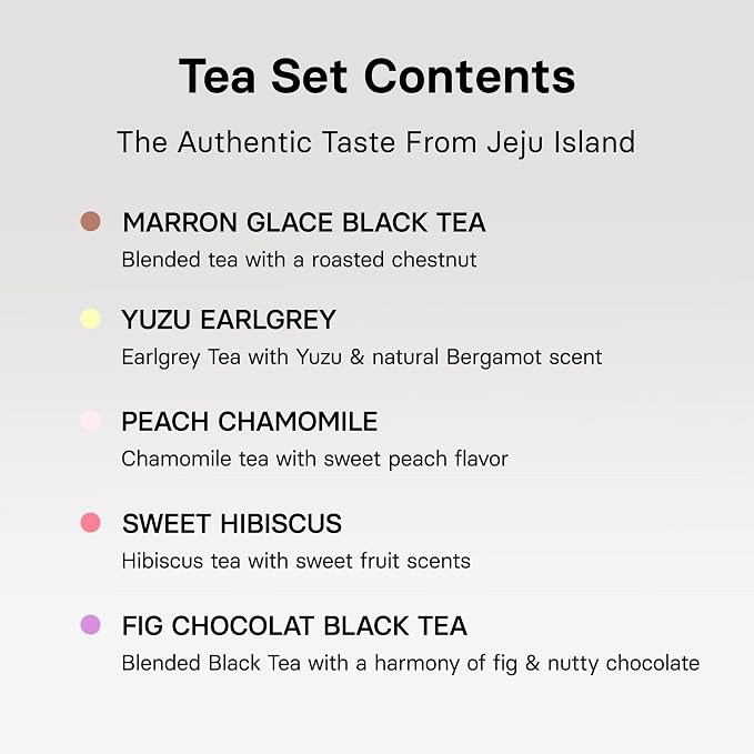 OSULLOC Premium Tea Collection (40 count, 10 flavors x 4 ea), Self Care Sampler Gift Box Variety Pack, Premium Organic Pure & Blended Tea from Jeju