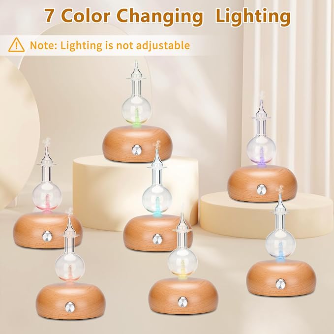 Vintage Aromatherapy Essential Oil Diffuser, Professional 7 Color Pure Aromatherapy Wood Diffuser