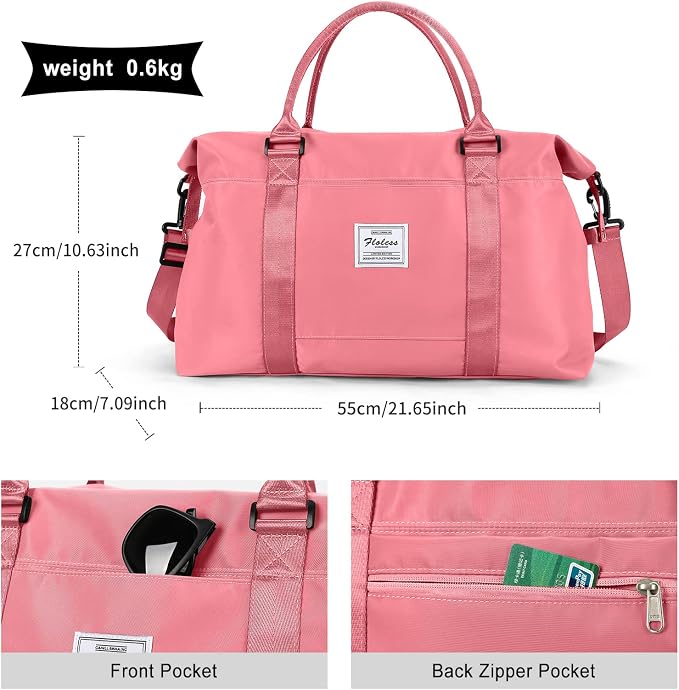 Travel Duffel Bag, Carry On Overnight Weekender Bags for Women | Travel Bag with Wet Pocket & Trolley Sleeve, For Spirit Airlines 18x14x8 Personal Item Bag