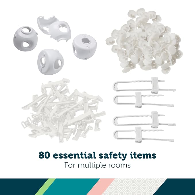 Safety 1st Home Safeguarding and Childproofing Set (80 Pcs), White (Pack of 12)