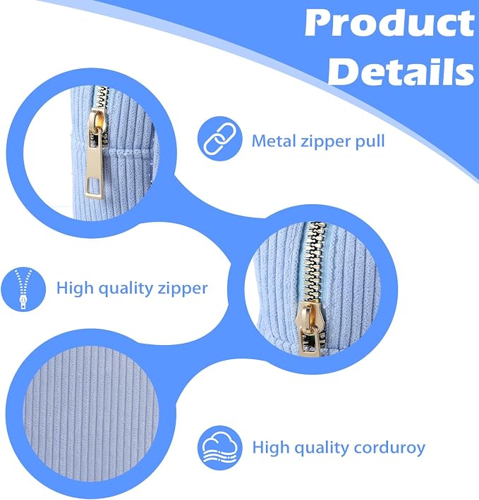 Period Bag for Teen Girls (Blue) | Corduroy Sanitary Napkin Storage Bags Portable Sanitary Pad Storage Bag with Slip-in Pockets
