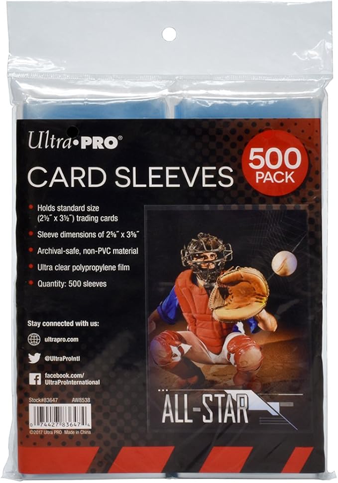 Ultra PRO - Penny Sleeves® Clear Card Sleeves for Standard Size Trading Cards measuring 2.5" x 3.5" (500 count pack)