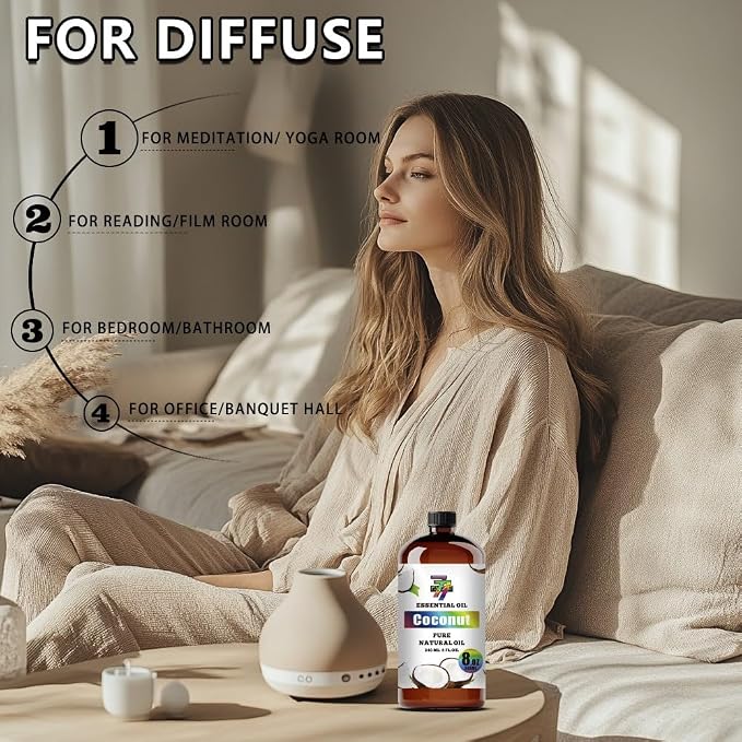 Coconut Essential Oil,for Aroma,Diffuser,DIY-8 fl oz (240 ml) | Coconut oil for bath, home, candles, soap, humidifier, gift