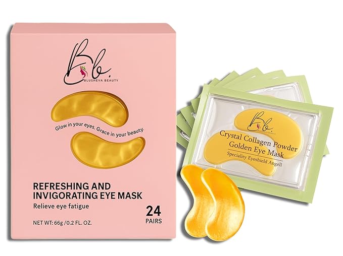 Gold Under Eye Masks – 24 Pairs Collagen & Hydrating Gel Eye Patches for Dark Circles, Puffy Eyes, Fine Lines & Anti-Aging Skincare – Vegan, Cruelty-Free Self Care Essentials