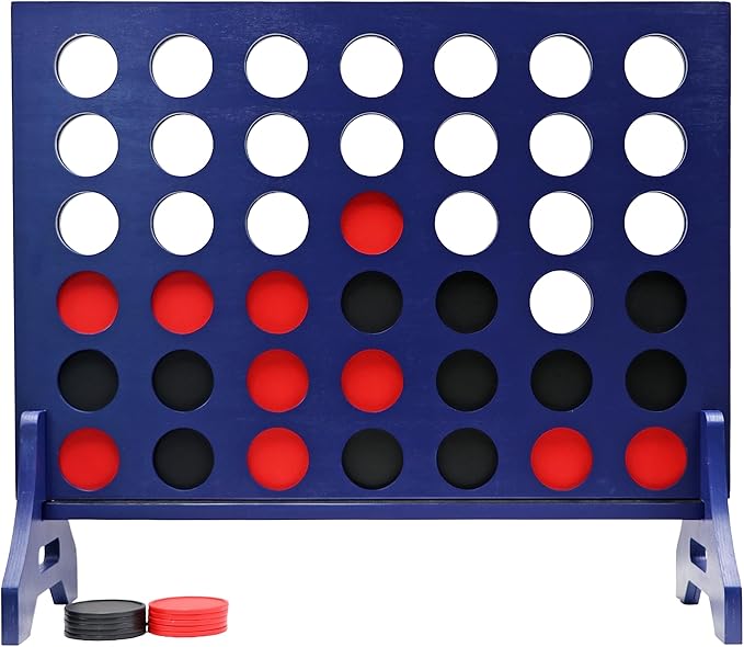 Tailgating Pros Premium Navy Giant Four in a Row with Carrying Case - Jumbo Oversized Outdoor Yard Game - Connect Multiple Pucks in a Row to Win - Many Puck Colors Available!