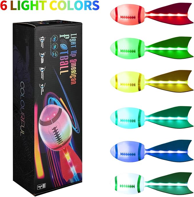 Glow in The Dark Football – Light Up Foam Football for Boys Ages 3+, Outdoor Sports Toy for Camping, Beach Games, Birthday Gift