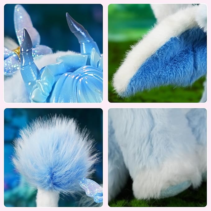 Wizarding Forest Fairy Plush Doll Series, 9 inch Fantasy Collectible Plush Toy with Wings and Tail, Soft Stuffed Animal for Kids, Girls, and Collectors - Blue Mist Elf