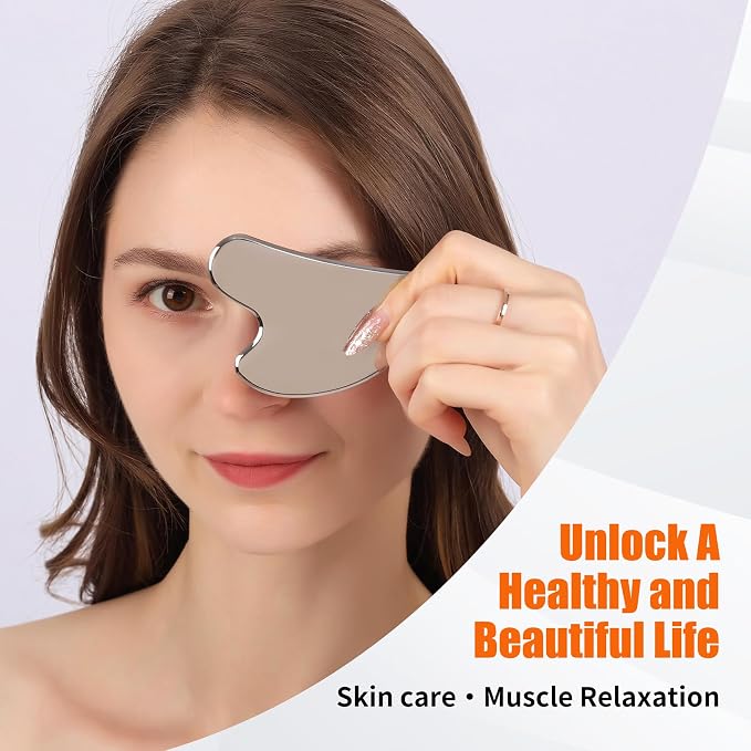 Stainless Steel Gua Sha & Acupuncture Pen, Trigger Point Massager Tool | suits daily home facial care, supports scraping and acupoint massage to ease facial tightness for women and mothers