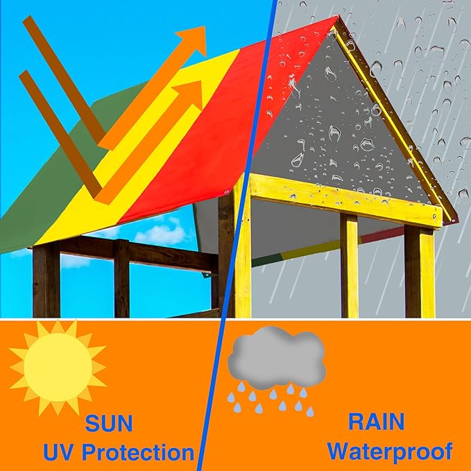 2 Pack Swingset Replacement Tarp Playground Wooden Sunshade Canopy Waterproof UV Protection Cover Playground Roof, 52" x 90" (Color Set 2)