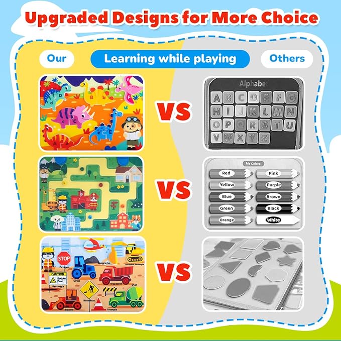 teytoy Toddler Busy Board -Montessori Toys for Kids Toddlers,Sensory Toys Educational Activity Board for Preschool Learning Fine Motor Skills,Boys Girls Travel Toys Gifts Busy Book
