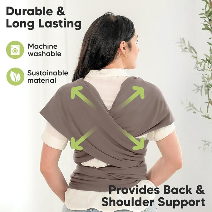 KeaBabies Baby Wrap Carrier - All in 1 Original Baby Carrier Newborn to Toddler Sling, Easy to Wear, Hands Free Bonding, Lightweight, Breathable Infant Wraps (Copper Gray)