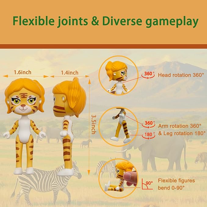 PLENTY MORE Forest Animal Theme Series Action Figure - 3.5 inches/8cm Collectible Action Figure, Creative Forest Animal Toy, Educational & Fun Play for Ages 3+, Safe & Non-Toxic (Tiggy The Homeless)