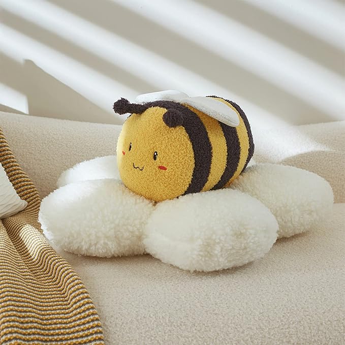 ARELUX 14in Soft Bee Stuffed Animal Plush Toy Cute Fuzzy Bumblebee Plushies Doll Realistic Cartoon Honeybee Anime Pillow Room Decor Birthday for Kids Friends Boys Girls