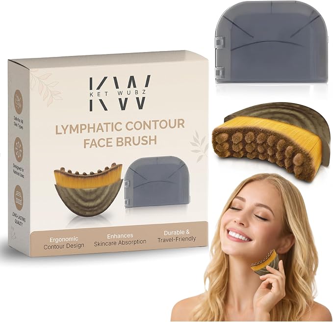Lymphatic Contour Face Brush, Facial Brush for Lymphatic Drainage, Dry Lymphatic Massage Brush, Face Sculpting Brush, Lymphatic Drainage Massager, Contour Face Brush, Face Depuffer, Facial Tool