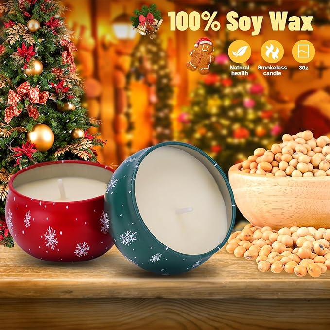 12 Pack Christmas Scented Candles with Natural Soy Wax, Long Lasting Aromatherapy Soy Candles for Home Scented, Christmas Candles Gift Set for Women & Men