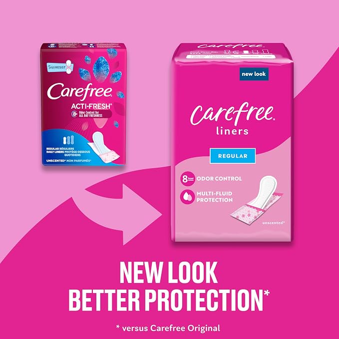 Stayfree Ultra Thin Pads 36 Count & Carefree Panty Liners Regular 54 Count Periods Leaks Protection