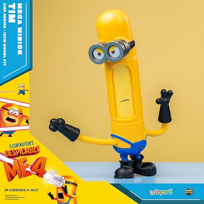 YOLOPARK Minions Despicable Me 4 Toys, 5.1 Inch Mega Tim Action Figures, Magnetic Head and 360°Rotatable Body with Stretchable Arms Minion Model Kits，Gifts for Kids Ages 8 Years & Older