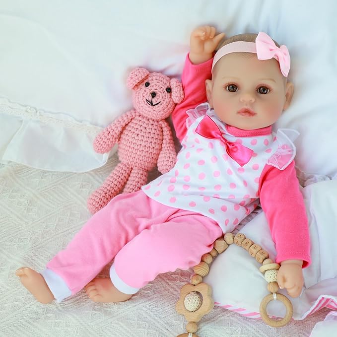 WOOROY Baby Dolls, 18-Inch Adorably Realistic Soft Body Baby Doll, Real Life Dolls with Accessory-Rich Set,Gifts for Aged 3+, Pretend Play, Cuddling, and Collection
