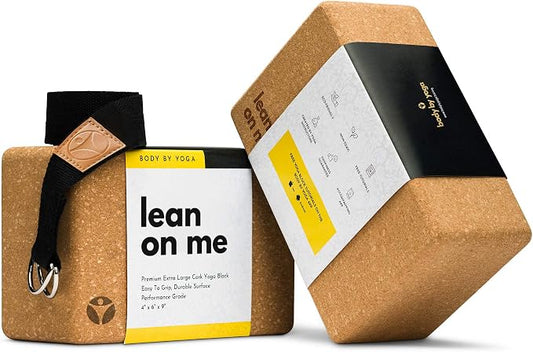 Cork Yoga Blocks 2 Pack – High Density Non Slip with Select Cork Grain for Chip-Resistant Durability | Extra Thick 4” for Support & Stability | Natural, Smooth, and Crumble Free | Body By Yoga