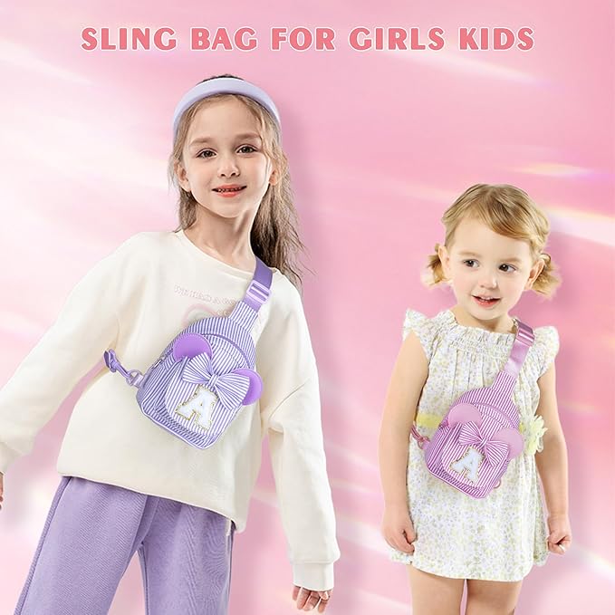 Birthday Gifts for Girls, Sling Bags for Girl Kid Travel, Birthday Gifts for 3 4 5 6 7 8 9 10 Year Old Girls Small Initial Blue Cross Body Sling Bag for Daughter Gift (Blue R)