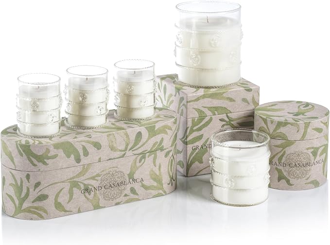 Zodax Grand Casablanca Glass Jar Scented Candle for Home Decor - Single-Wick Candle Ideal for Kitchen and Bathroom - Makes a Great Gift for Women and Men - Water Lotus- 2.82 Oz. - 3 Pack