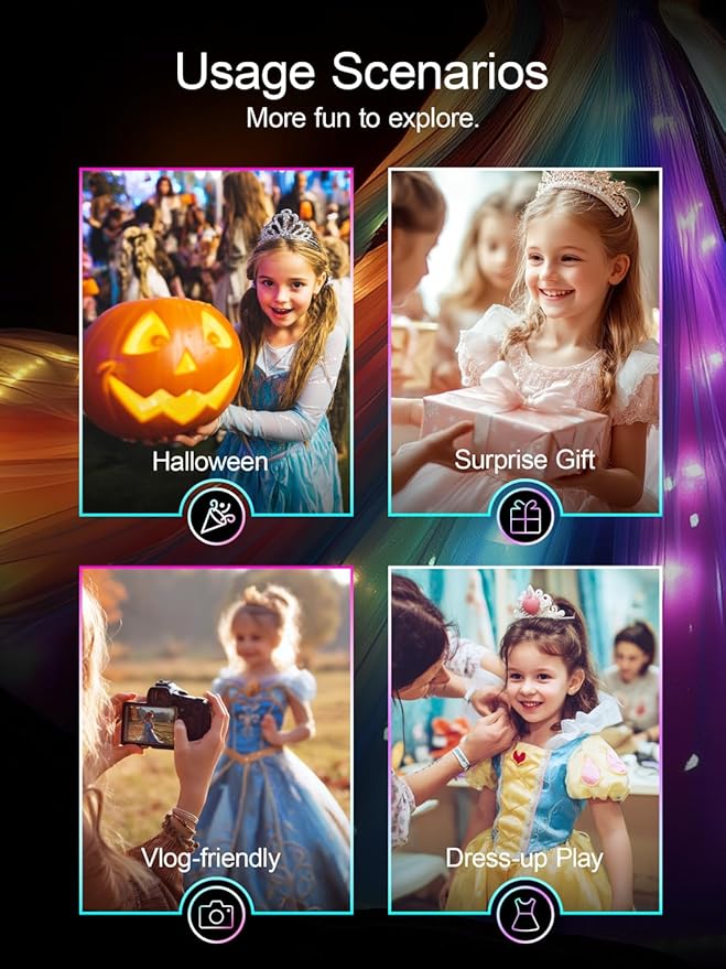 Princess Costume for Girls, RGB Light Up Toddler Dress up ＆ Syncs Music App Control with Accessories for 3-10 Girls