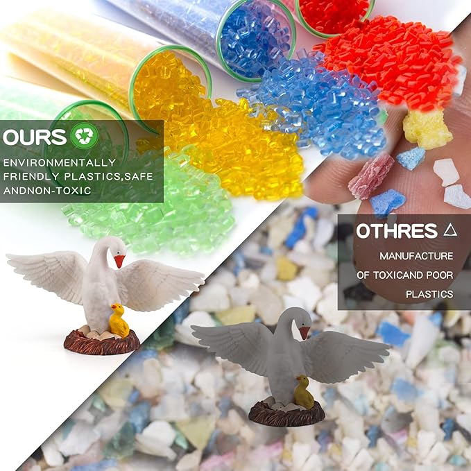 LC JoyCre 4.5 Inch Mother Swan Figurine with Baby Goose Toy White Swan Toy Animal Figure for Toddlers Preschool Animals Figures Eduactional Project Diorama Model Toy for Kids 3 4 5 6