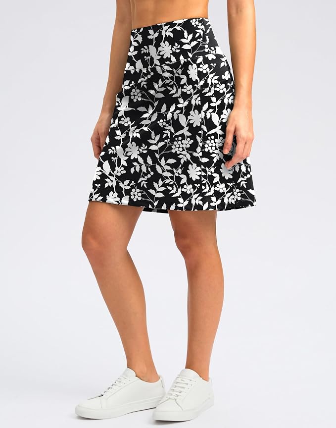 Women's 18" Skorts with 4 Side Pockets High Waisted Long Golf Skirt | Soft, Lightweight, Stretch, Breathable, Mesh Built-in Shorts, Athletic, Tennis, Dressy, Casual