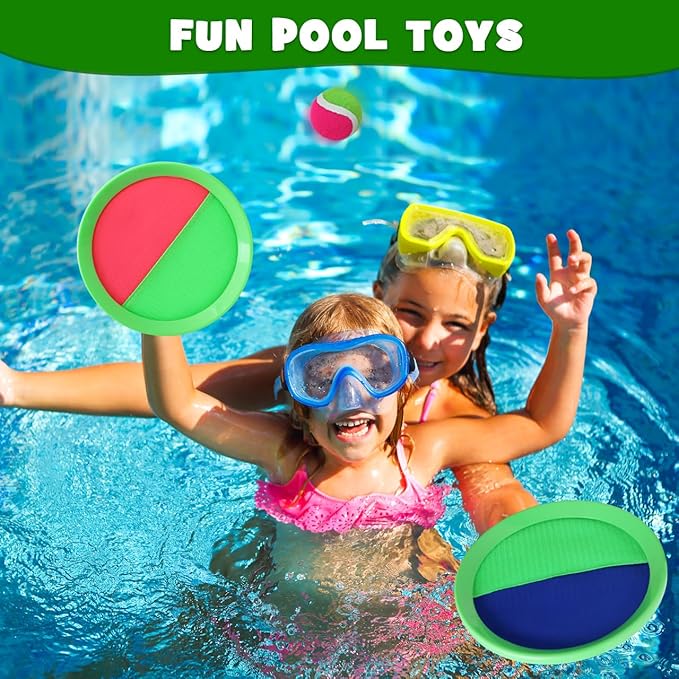 Outdoor Toy Toss Catch Ball: Upgraded Kid Outside Toy Game Beach Backyard Lawn Sport Activity Fun Outside Indoor Family Toy for Age 3-12 Girl Boy Kid Birthday Gift with 6 Sticky Paddles 4 Throw Balls