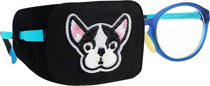 Astropic Cotton & Silk Eye Patch for Kids Glasses (Right Eye, Bulldog)