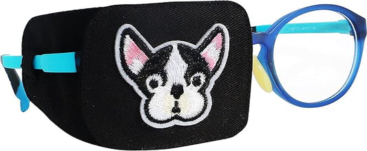 Astropic Cotton & Silk Eye Patch for Kids Glasses (Right Eye, Bulldog)