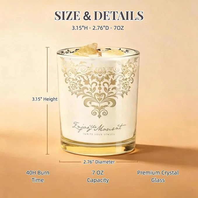 Luxury Soy Candle Gift Set for Women – 3 Pack 7oz Crystal Glass Aromatherapy Candles, 120H Total Burn Time, Soy & Beeswax Blend with Wick Trimmer & Snuffer Lid, Spa & Relaxation Scents