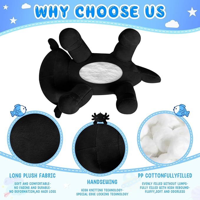 Axolotl Plush Toy,Soft Cute Axolotl Stuffed Animal Plushies,Axolotl Stuffed Animal Toy for Kids, Cute Plushies Axolotl Pillow Doll.Black