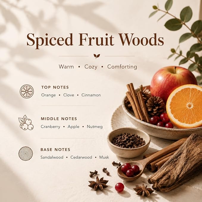 Airkeep Reed Diffuser Set,3.38 fl oz (100 ml) - Spiced Fruit Woods Oil Diffusers with 8 Reed Sticks, Home Fragrance Reed Diffuser for Bathroom Shelf Decor