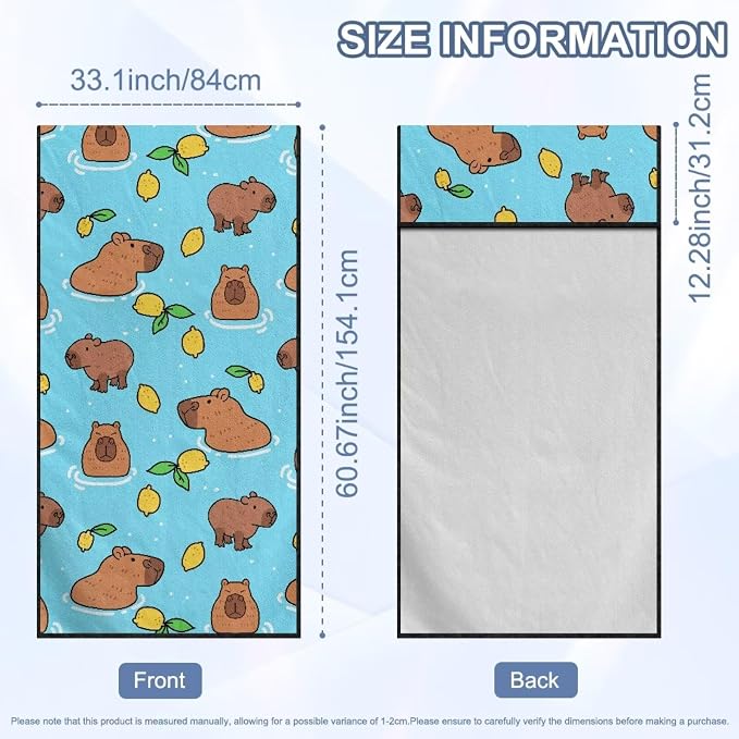 INSTANTARTS Kapibara Car Seat Cover Protector Sweat Towel Multi-Functional Car Towel for Car Seat and Yoga