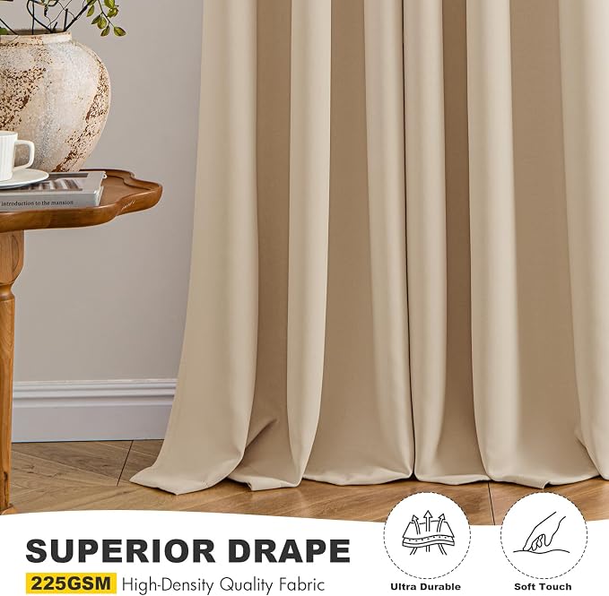 MIULEE Blackout Curtains for Bedroom 2 Panel 40x54 Inch Long Biscotti Beige | Thermal Insulated, Living Room Darkening Grommet Drapes, Noise Reducing, Light Blocking Window Treatments