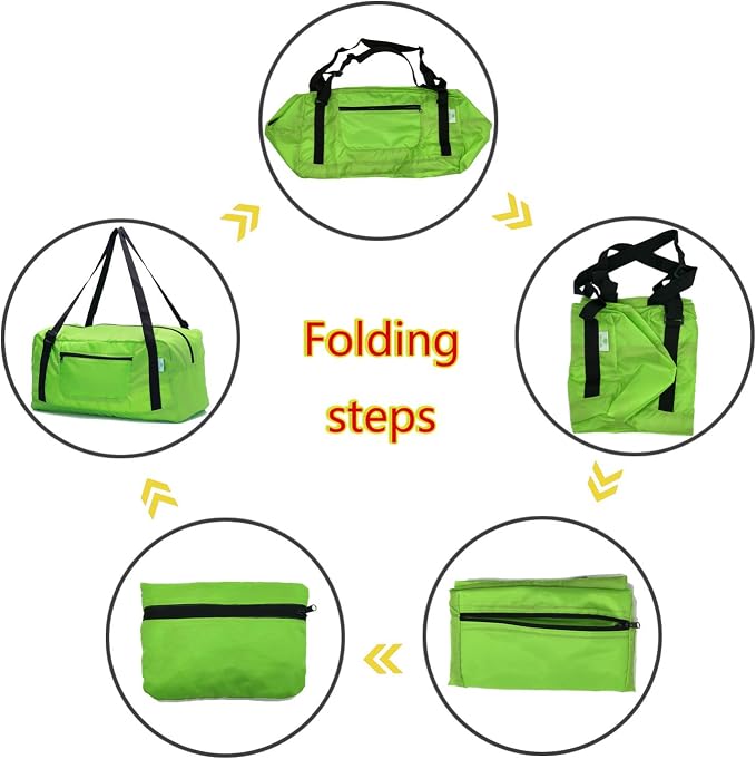 Foldable Travel Duffel Bag For Women & Men Luggage Great for Gym (Green)